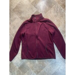 Eddie Bauer Women's Sweater Size XL Maroon Red Full Zip with Pockets Long Sleeve
